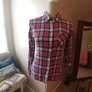 Girl Krazy Red White & Blue Plaid Button Down